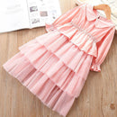 Sweet Girls Solid Color Peter Pan Collar Pink Tutu Dress