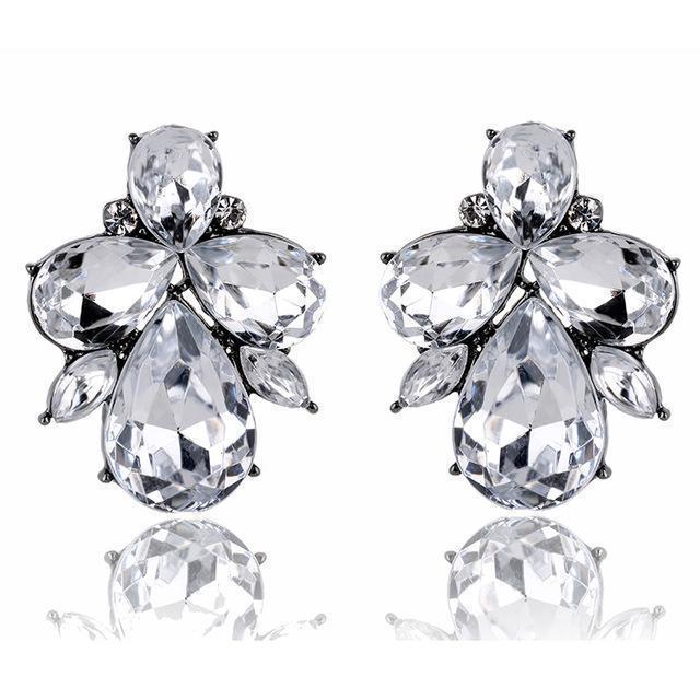 Fashion crystal Women Earrings Opal Stone Stud Earrings Christmas Party 2016 Brand New Elegant Crystal Earrings For Women gift-clear-JadeMoghul Inc.
