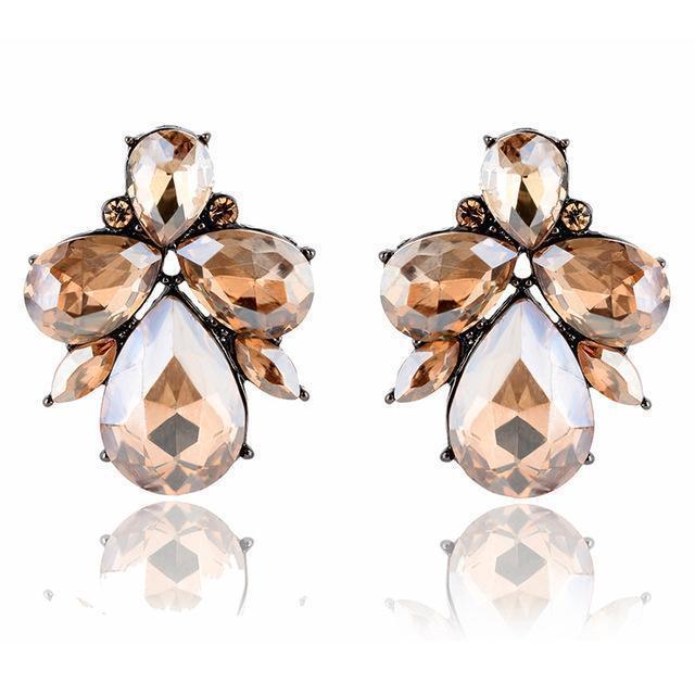 Fashion crystal Women Earrings Opal Stone Stud Earrings Christmas Party 2016 Brand New Elegant Crystal Earrings For Women gift-yellow-JadeMoghul Inc.