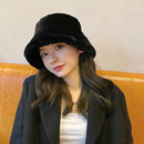 Fashion Faux Fur Winter Bucket Hat For Women Girl Solid Thickened Soft Warm Fishing Cap Outdoor Vacation Hat Cap Lady AExp