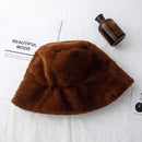 Fashion Faux Fur Winter Bucket Hat For Women Girl Solid Thickened Soft Warm Fishing Cap Outdoor Vacation Hat Cap Lady AExp