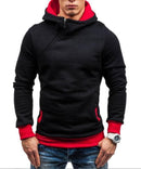 Fashion Hoodie For Men / Solid Zipper Hoodie-Black and red-M-JadeMoghul Inc.
