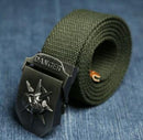 Fashion men's Canvas belt skull Metal tactics woven belt canvas belt Casual pants Cool wild gift for men belts Skull large size-Army Green-100cm-JadeMoghul Inc.