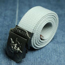 Fashion men's Canvas belt skull Metal tactics woven belt canvas belt Casual pants Cool wild gift for men belts Skull large size-Grey-100cm-JadeMoghul Inc.