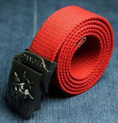 Fashion men's Canvas belt skull Metal tactics woven belt canvas belt Casual pants Cool wild gift for men belts Skull large size-Red-100cm-JadeMoghul Inc.