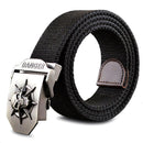 Fashion men's Canvas belt skull Metal tactics woven belt canvas belt Casual pants Cool wild gift for men belts Skull large size-White-100cm-JadeMoghul Inc.