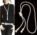 Fashion Simulated Pearl Jewelry Necklace for Women Choker Long Statement Necklace 2017 Colares Femininos Bijuterias Collar-silver-JadeMoghul Inc.