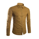 Fashion Spring Autumn Men Shirt Long Sleeve Solid Color Easy-care Anti Crease Man Casual Shirts M-3XL FS99-Khaki-M-JadeMoghul Inc.