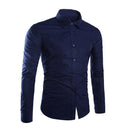 Fashion Spring Autumn Men Shirt Long Sleeve Solid Color Easy-care Anti Crease Man Casual Shirts M-3XL FS99-Navy-M-JadeMoghul Inc.