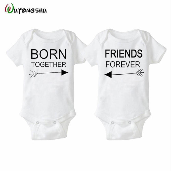 Fashion Summer White Baby Bodysuits 0-12Months Twins Baby Boy Girl Clothes 1st Birthday Gift For Babies Newborn Baby Clothing-1-3M-JadeMoghul Inc.