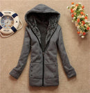 Fashion Winter Women Long Thick Fur Lined Hoodie-dark Grey-M-JadeMoghul Inc.