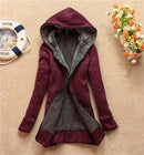 Fashion Winter Women Long Thick Fur Lined Hoodie-wine red-L-JadeMoghul Inc.