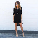 Fashion Women Casual Elegant Dress - Long Sleeve Chiffon Dress-Black-S-JadeMoghul Inc.