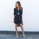Fashion Women Casual Elegant Dress - Long Sleeve Chiffon Dress-Dark blue-S-JadeMoghul Inc.