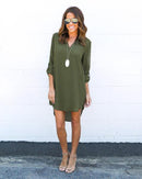 Fashion Women Casual Elegant Dress - Long Sleeve Chiffon Dress-Green-S-JadeMoghul Inc.