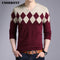 Fashionable Cashmere Wool Sweater For Men / Winter Slim Fit Pullover-Wine-S-JadeMoghul Inc.
