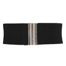 Fashionable Wide Metal Hook Stretchable Elastic Waistband-black-L-JadeMoghul Inc.