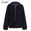 Faux lambswool Oversized Jacket Coat-Black-S-JadeMoghul Inc.