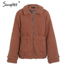 Faux lambswool Oversized Jacket Coat-Brown-S-JadeMoghul Inc.