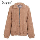 Faux lambswool Oversized Jacket Coat-Light Camel-S-JadeMoghul Inc.