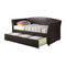 Faux Leather Day Bed With Trundle In Dark Brown