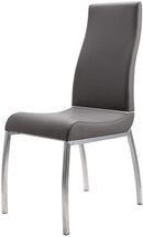 Faux Leather Upholstered Dining Chair with Stainless Steel Legs, Set of Two, Gray and Silver-Dining Chairs-Gray and Silver-Faux Leather and Stainless Steel-JadeMoghul Inc.