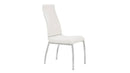Faux Leather Upholstered Dining Chair with Stainless Steel Legs, Set of Two, White and Silver-Dining Chairs-White and Silver-Faux Leather and Stainless Steel-JadeMoghul Inc.
