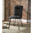 Faux Leather Upholstered Metal Side Chair with Hairpin Legs, Set of Two, Black-Accent Chairs-Black-Faux Leather and Metal-JadeMoghul Inc.