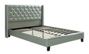 Faux Leather Upholstered Queen Size Bed Featuring Nail head Trim-Platform Beds-Silver-Faux Leather Plywood solid pine Plywoodwood legs-JadeMoghul Inc.