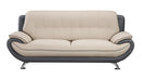 Faux Leather Upholstered Wooden Sofa with Tufted Cushioned Back, Cream and Dark Gray-Sofas Sectionals & Loveseats-Cream and Dark Gray-Faux Leather, Wood and Stainless Steel-JadeMoghul Inc.