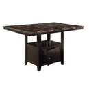Faux Marble Top Counter Height Table With Bottom Compartment, Brown-Dining Tables-Brown-Solid poplar MDF with paper veneer-JadeMoghul Inc.