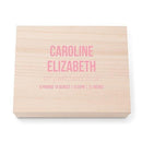 Favor Boxes Bags & Containers Personalized Wooden Keepsake Gift Box with Hinged Lid - Birth Date Print Rose Petal Pink (Pack of 1) Weddingstar