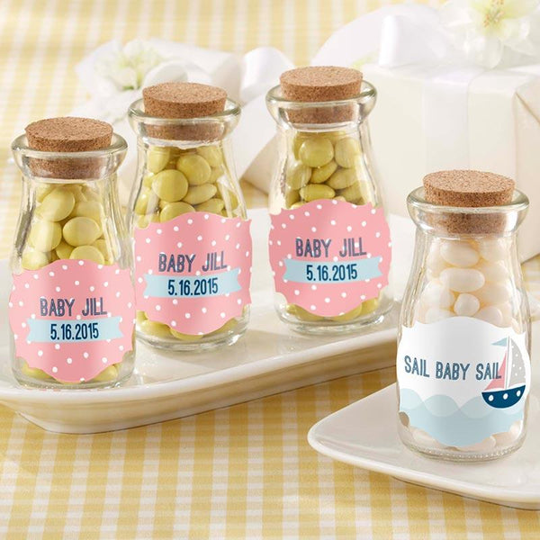 Favor Boxes Bags & Containers Vintage Milk Bottle Favor Jar - Nautical Baby (2 Sets of 12) (Personalization Available) Kate Aspen