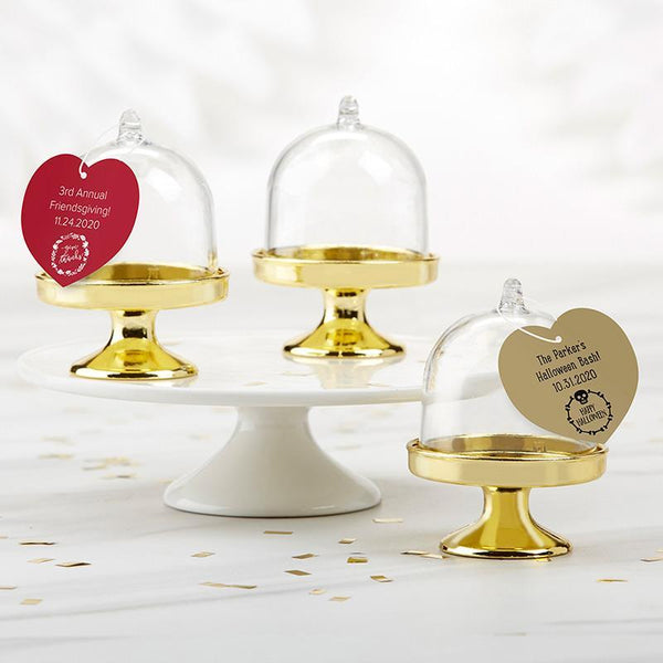 Favor Boxes & Containers Personalized Small Bell Jar with Gold Base - Holiday (Set of 12) Kate Aspen