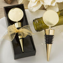 Favors by Theme Perfectly plain collection gold metal wine bottle stopper with a gold metal round top Fashioncraft