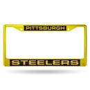 FCCL Laser Colored Chrome Frame Chrome License Plate Frames Steelers Yellow Laser Colored Chrome Frame SPARO
