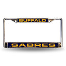 FCL Chrome Laser License Frame Cadillac License Plate Frame Sabres Blue Laser Chrome Frame RICO