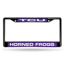 FCLB Laser License Frame (Black) Black License Plate Frame Texas Christian Black Laser Chrome Frame RICO