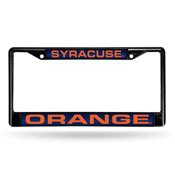 Black License Plate Frame Syracuse Black Laser Chrome Frame