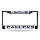 Mercedes License Plate Frame Vancouver Canucks Black Laser Chrome Frame