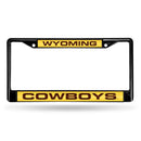 Subaru License Plate Frame Wyoming Black Laser Chrome Frame