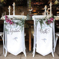 Feather Whimsy Bride and Groom Chair Banner Set Sea Blue (Pack of 1)-Wedding Signs-Chocolate Brown-JadeMoghul Inc.