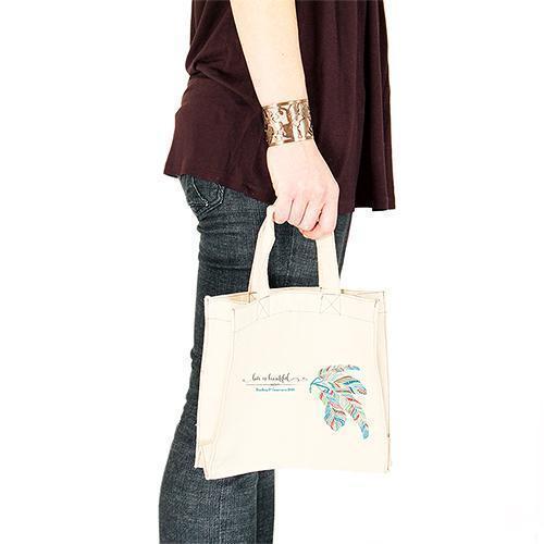 Feather Whimsy Personalised Tote Bag Mini Tote with Gussets Sea Blue (Pack of 1)-Personalized Gifts for Women-Sea Blue-JadeMoghul Inc.