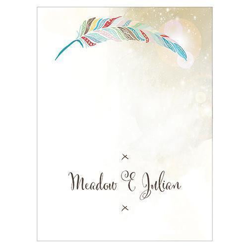 Feather Whimsy Place Card With Fold Sea Blue (Pack of 1)-Table Planning Accessories-Sea Blue-JadeMoghul Inc.