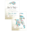 Feather Whimsy Save The Date Card Sea Blue (Pack of 1)-Weddingstar-Purple-JadeMoghul Inc.