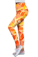 Flaming Hibiscus Lucy Yellow Performance Leggings - Women-Flaming Hibiscus-XS-Orange/Yellow-JadeMoghul Inc.