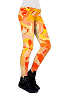 Flaming Hibiscus Lucy Yellow Performance Leggings - Women-Flaming Hibiscus-XS-Orange/Yellow-JadeMoghul Inc.