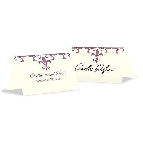 Fleur De Lis Place Card With Fold Berry (Pack of 1)-Table Planning Accessories-Berry-JadeMoghul Inc.