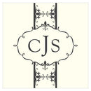 Fleur De Lis Square Tag Berry (Pack of 1)-Wedding Favor Stationery-Charcoal-JadeMoghul Inc.