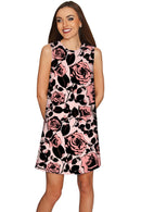 Flirty Girl Adele Classy Elegant Cocktail Shift Dress - Women-Flirty Girl-XS-Pink/Black-JadeMoghul Inc.